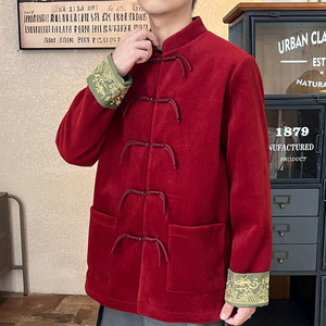 2025秋冬风男装毛呢唐装汉服夹克外套大码C229-Y1130-P130图片