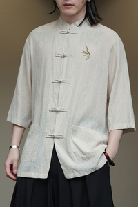 2024春夏风男装唐装汉服短袖五分袖衬衣衬衫C229-Y907-P65图片