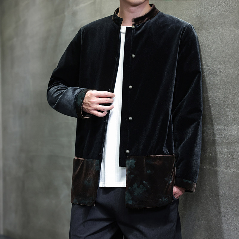 2025秋冬风男装丽丝绒唐装汉服夹克外套大码C229-Y1124-P120,男装夹克,电商C229
