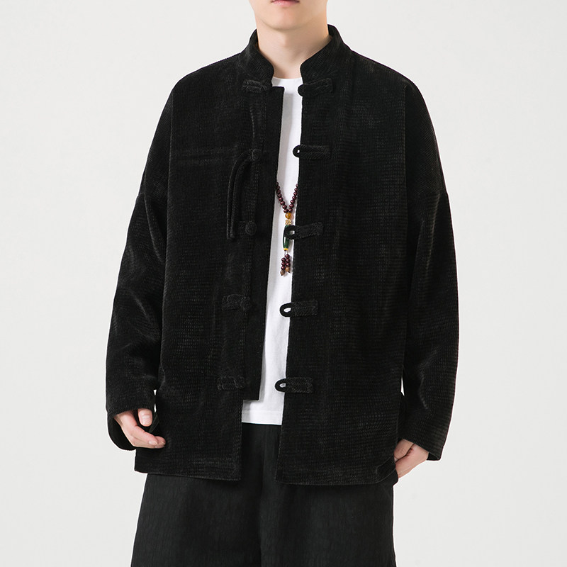 2024秋冬复古中式灯芯绒唐装汉服盘扣夹克外套大码C229/Y782/P105图片