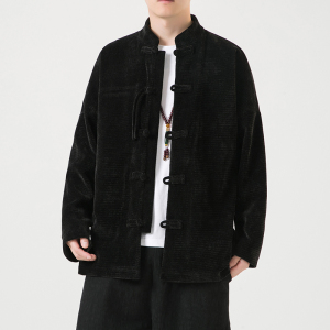 2024秋冬复古中式灯芯绒唐装汉服盘扣夹克外套大码C229/Y782/P105图片