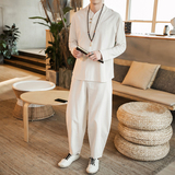 2024秋新款风男装棉麻亚麻唐装汉服套装两件套C229/TZ04/P100，男装休闲套装，电商C229