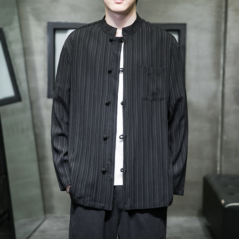 2024秋冬风男装复古中式唐装汉服长袖衬衫衬衣C229/Y712/P65图片