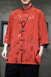 2024夏风男装中式唐装汉服短袖五分袖衬衫衬衣C229-Y905-P70，男装衬衫，电商C229