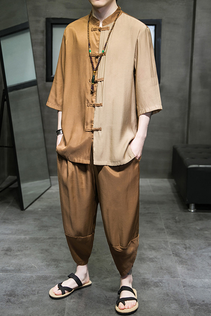 2024夏季风男装复古中式唐装汉服套装两件套C229/TZ344/P85,男装休闲套装,电商C229