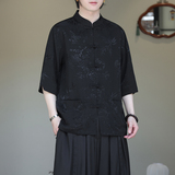 2024夏季风男装冰丝唐装汉服提花短袖衬衫衬衣C229-Y1036-P70，男装衬衫，电商C229