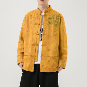 2024秋冬风男装鹿皮绒刺绣唐装汉服夹克外套C229/Y756/P105,汉服襦裙穿搭图片