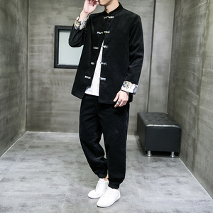 2024春风男装灯芯绒中式唐装汉服套装两件套C229/TZ338/P115图片