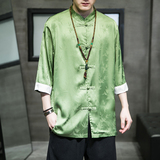 2024春夏风男装冰丝唐装汉服五分袖短袖衬衫男C229/Y678/P60，男装衬衫，电商C229