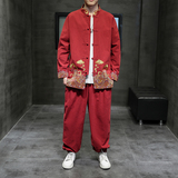 2024春夏风男装刺绣套装两件套唐装汉服大码C229/TZ319/P110，男装休闲套装，电商C229