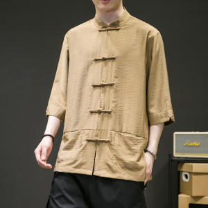 2024夏风男装冰丝唐装汉服短袖五分袖衬衫衬衣C229/Y729/P65
