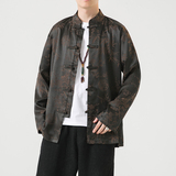 2024秋冬风男装冰丝唐装汉服盘扣长袖衬衫衬衣C229/Y795/P85，男装衬衫，电商C229