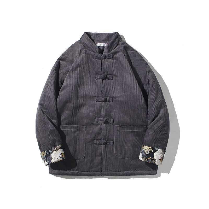 2024冬季风男装灯芯绒复古中式唐装汉服棉衣C229/MY44/P140,男装棉衣,电商C229