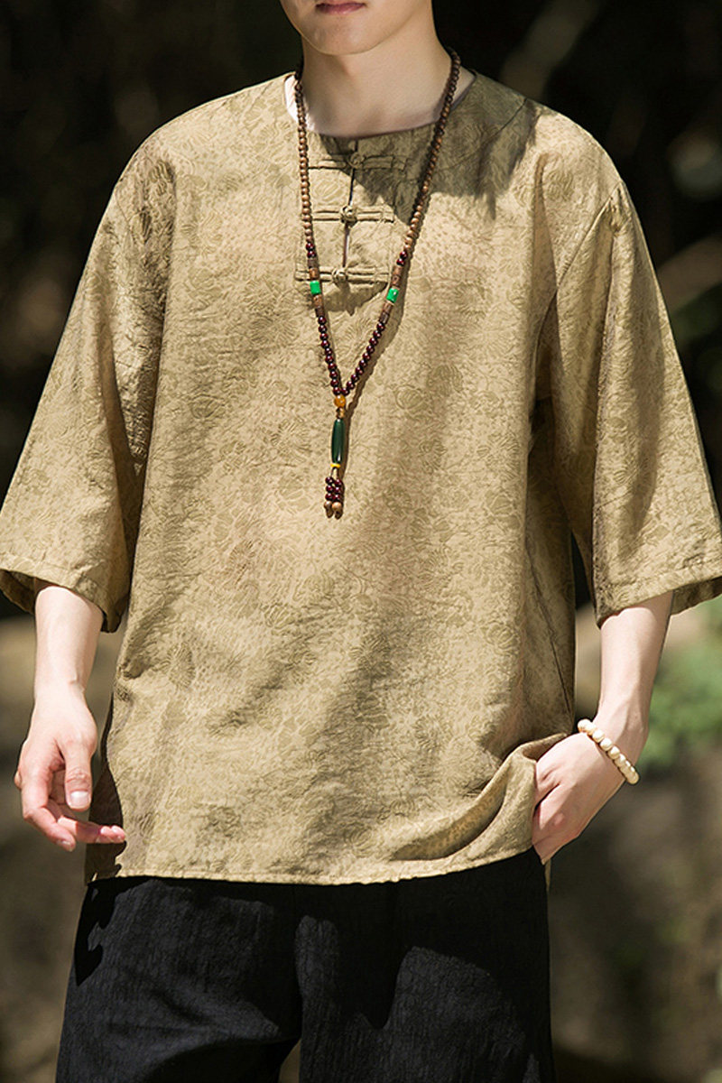 2024夏季风男装复古新中式盘扣唐装汉服短袖T恤C229/T201/P65,男装T恤,电商C229