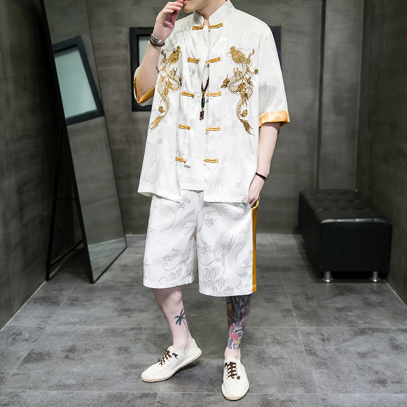 2024春夏新款风男装冰丝唐装大码套装两件套C229/TZ342/P90图片