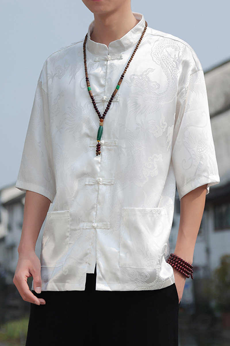 2024夏风男装冰丝唐装汉服短袖五分袖衬衫衬衣C229/Y620/P50,男装衬衫,电商C229