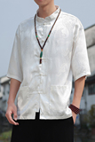 2024夏风男装冰丝唐装汉服短袖五分袖衬衫衬衣C229/Y620/P50，男装衬衫，电商C229