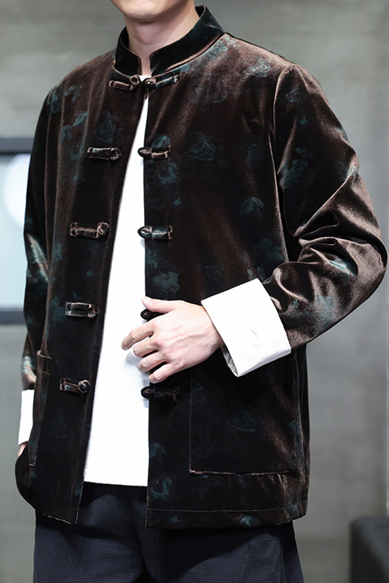 2025秋冬风男装丽丝绒唐装汉服夹克外套大码C229-Y1115-P120,男装夹克,电商C229