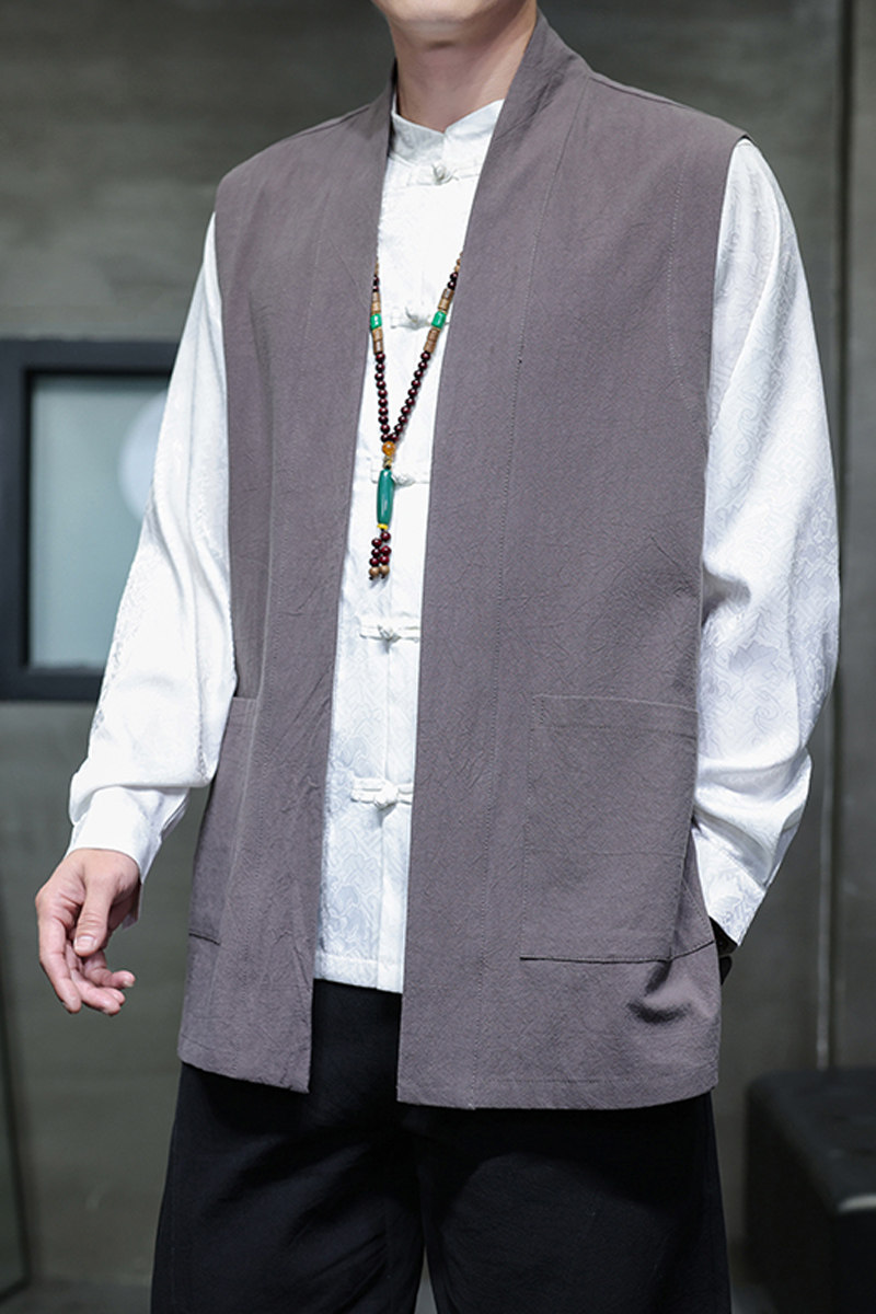 2025秋季风男装棉麻亚麻复古中式马甲大码宽松C229-Y1093-P85,男装民族服装,电商C229