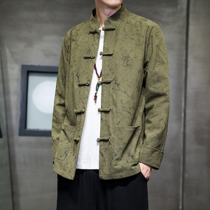 2024春风男装灯芯绒印花中式唐装汉服夹克外套C229/Y765/P100图片