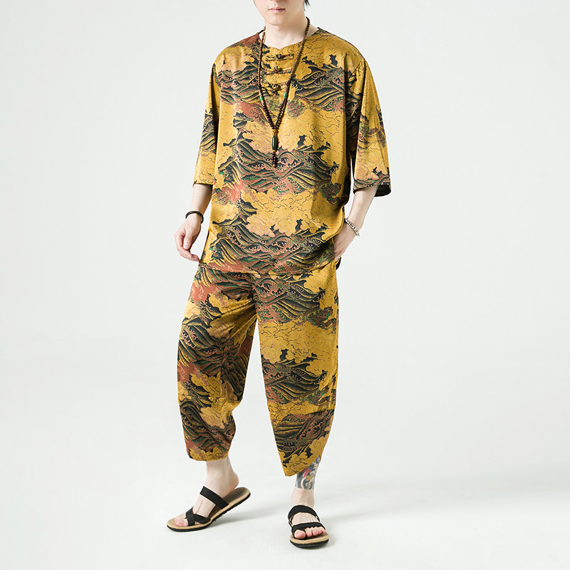 2024夏季风男装冰丝复古唐装汉服套装两件套C229/TZ356/P100图片
