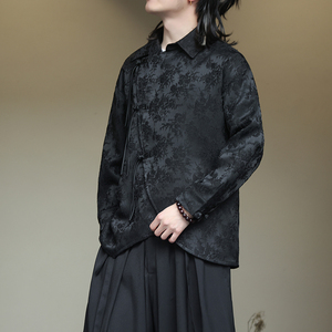 2024春夏新款风男装提花唐装汉服长袖衬衫衬衣C229-Y1012-P80图片