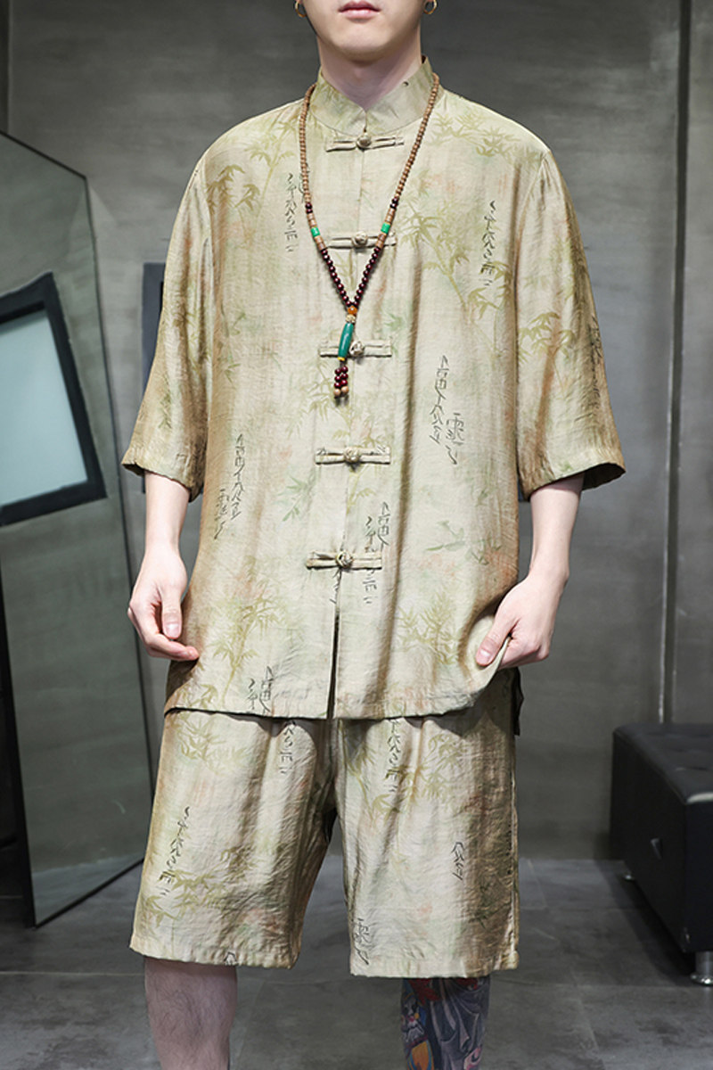 2024春夏风男装盘扣中式唐装汉服套装两件套C229-TZ360-P100,男装休闲套装,电商C229