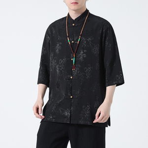 2024春夏风男装中式唐装汉服短五分袖衬衫衬衣C229-Y905-P70图片