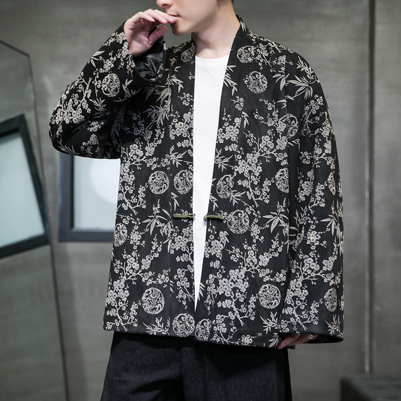2023秋冬风男装鹿皮绒唐装汉服夹克外套风衣男C229/Y797/P105图片