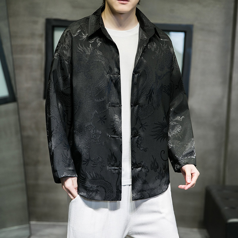 2023春夏新款风男装盘扣长袖衬衫冰丝唐装汉服C229/Y650/P60,男装衬衫,电商C229