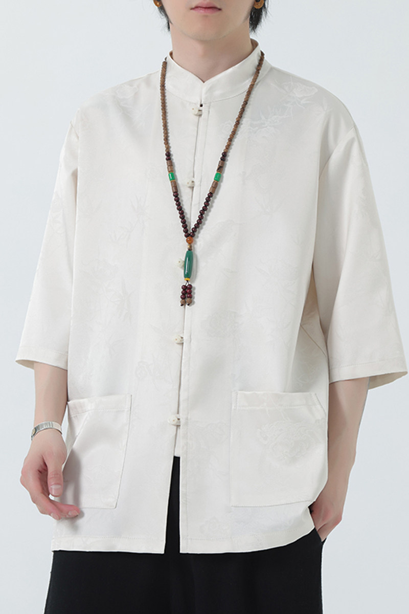 2024夏风男装冰丝唐装汉服五分袖短袖衬衫衬衣C229-Y1029-P70,男装衬衫,电商C229