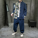 2025秋冬风男装棉麻亚麻套装两件套大码宽松C229/TZ334/P105，男装休闲套装，电商C229