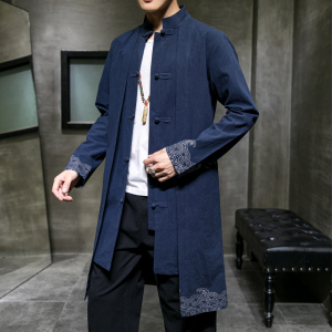 2024秋冬风男装长款盘扣复古印花披风风衣外套C229/F35/P90图片