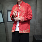 2025秋冬风男装鹿皮绒刺绣夹克外套唐装汉服C229-Y1075-P125，男装夹克，电商C229