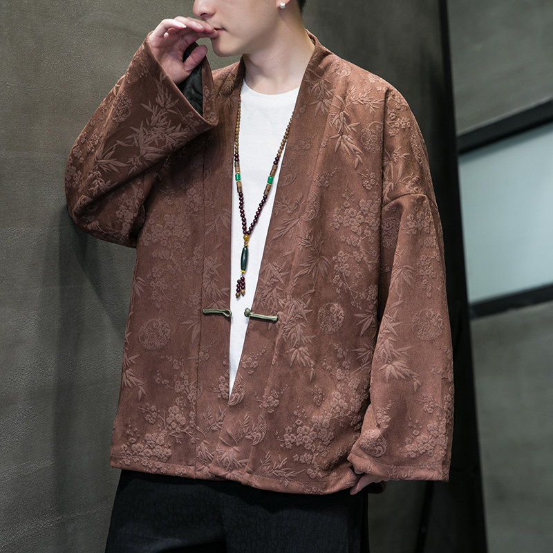 2023秋冬风男装鹿皮绒唐装汉服夹克外套风衣男C229/Y797/P105,男装风衣,电商C229