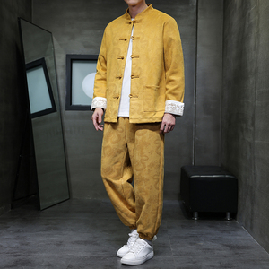 2025秋冬风男装鹿皮绒中式套装两件套大码C229-TZ365-P160