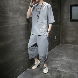 2024夏季风男装棉麻亚麻唐装汉服套装两件套C229/TZ88/P90图片
