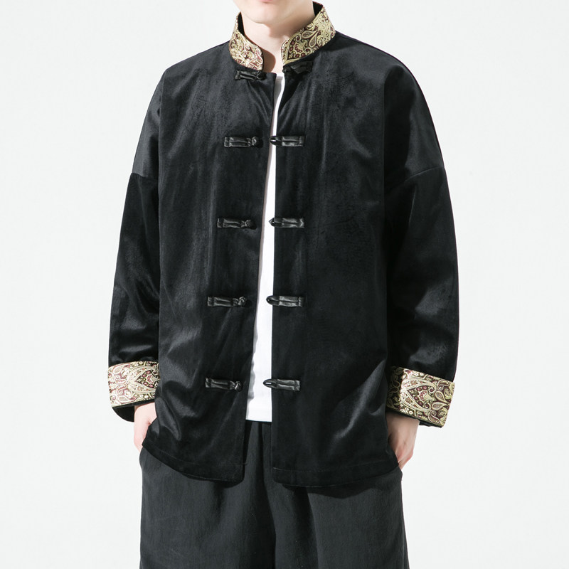 2023秋冬风男装丽丝绒唐装汉服夹克外套大码C229/Y917/P80,男装夹克,电商C229