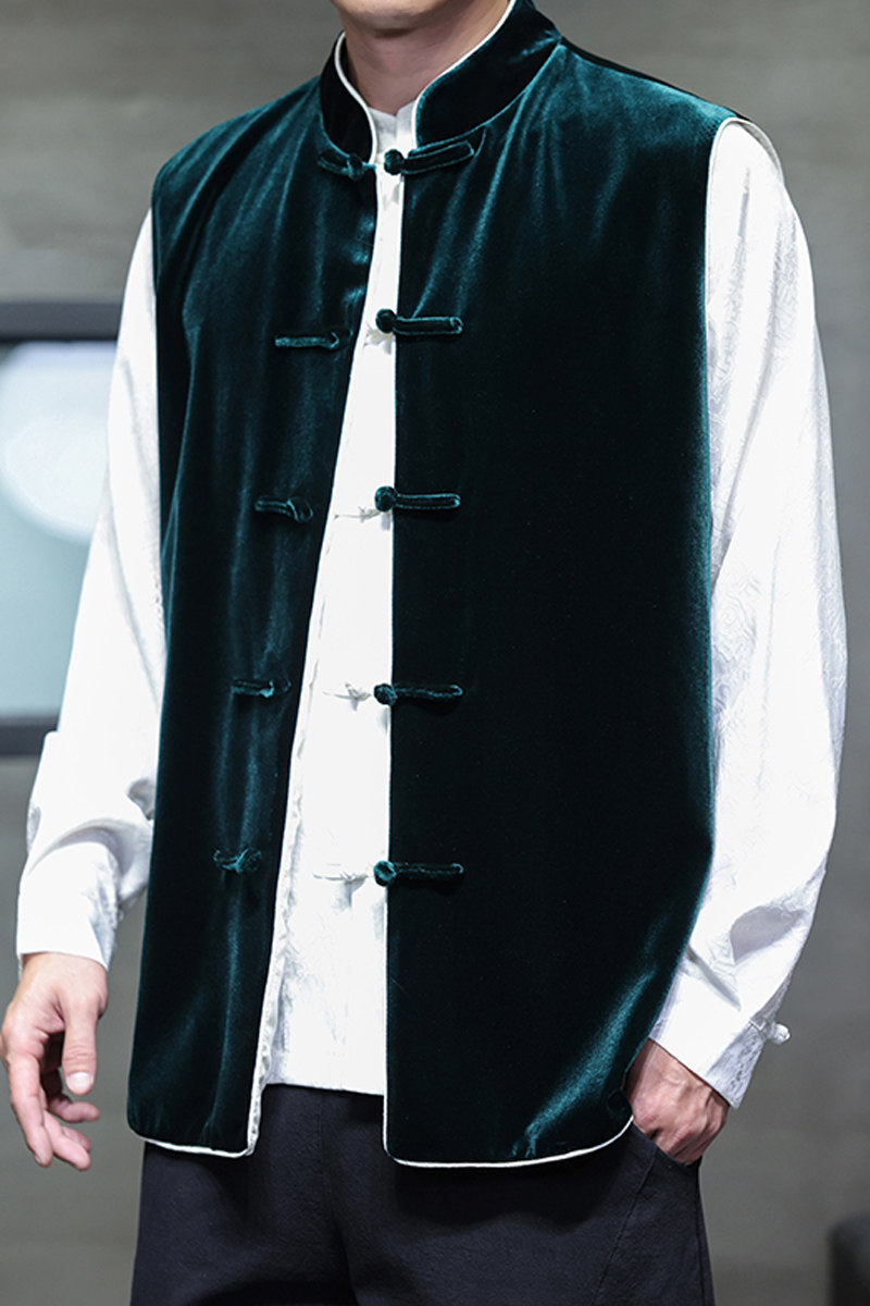 2025秋冬风男装丽丝绒唐装汉服马甲外套大码C229-Y1114-P110,男装背心/马甲,电商C229
