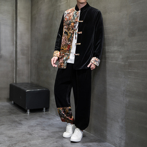 风男装丽丝绒复古中式唐装汉服套装两件套C229/TZ357/P125图片