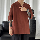 2024春夏风男装中式唐装汉服棉麻亚麻短袖T恤C229/T161/P45，男装T恤，电商C229