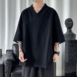 2024春夏风男装中式唐装汉服棉麻亚麻短袖T恤C229/T161/P45，男装T恤，电商C229