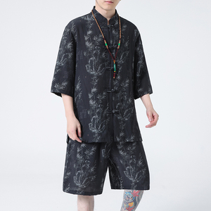 2024春夏风男装中式冰丝唐装汉服套装两件套C229-TZ361-P100图片