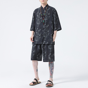 2024春夏风男装中式冰丝唐装汉服套装两件套C229-TZ361-P100图片