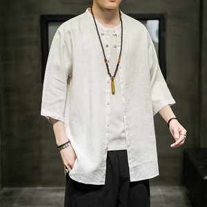 2024夏季风男装棉麻亚麻唐装汉服五分短袖衬衫C229/Y602/P55图片