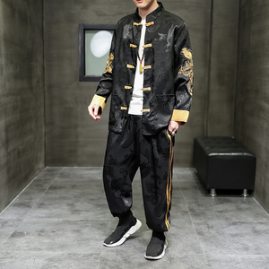 2023秋冬风男装冰丝唐装汉服套装两件套大码C229/TZ311/P110图片