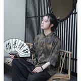 2024夏风男装印花唐装汉服短袖五分袖衬衫衬衣C229-Y1038-P70，男装衬衫，电商C229