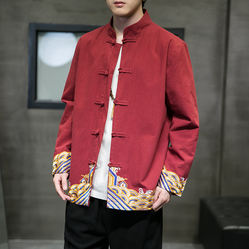 2024春夏新款风男装复古刺绣唐装汉服夹克外套C229/Y631/P80,男装民族服装,电商C229