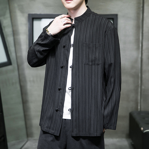 2024秋冬风男装复古中式唐装汉服长袖衬衫衬衣C229/Y712/P65图片