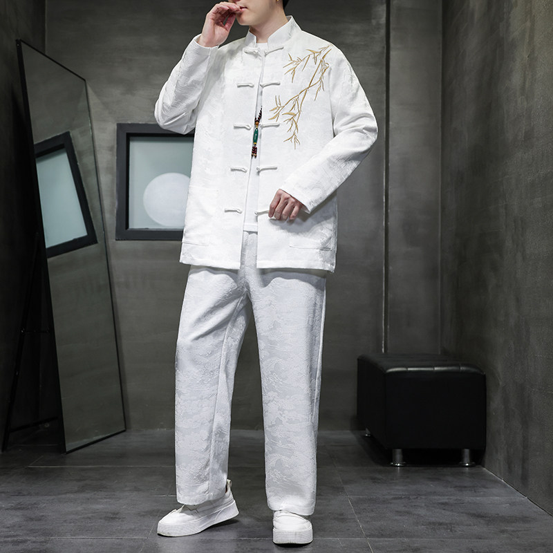 2024春夏风男装中式唐装汉服刺绣套装两件套C229-TZ359-P140,男装休闲套装,电商C229